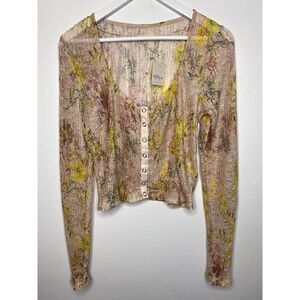 Free People Women's Angelina Top Floral Lace, Color Ivory Comb, Size L NWT